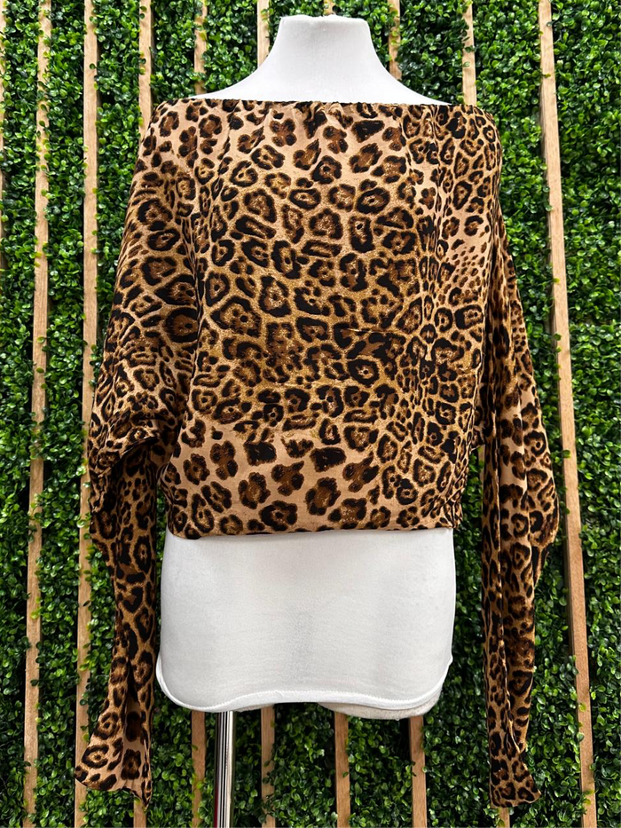 Brown Leopard Off Shoulder Top