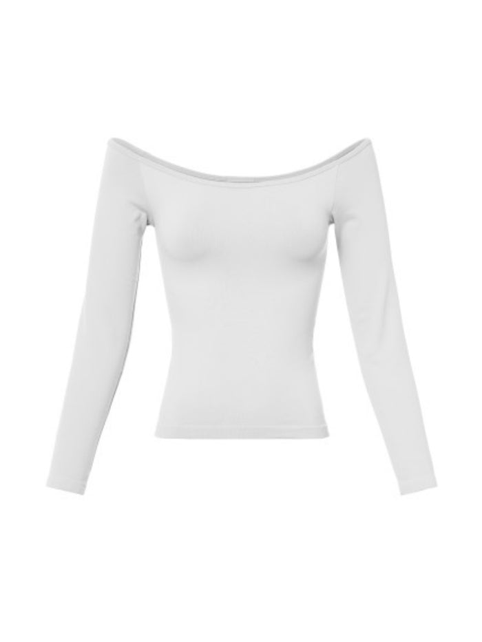 Off Shoulder Long Sleeve Basic Top