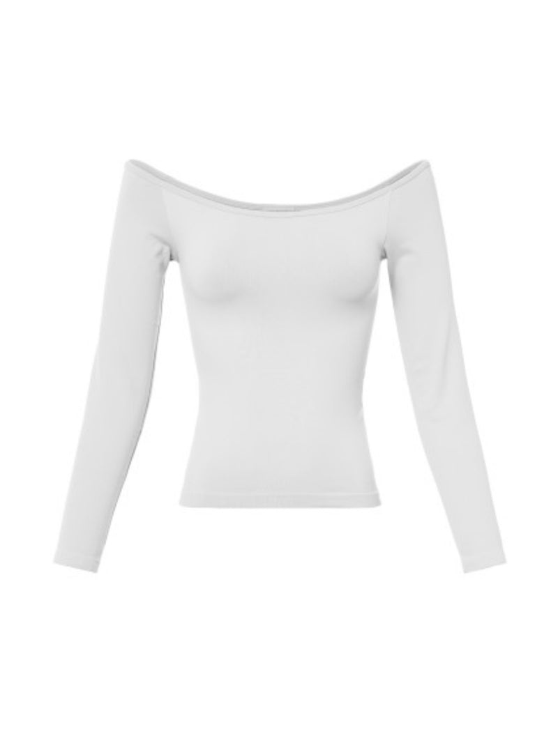 Off Shoulder Long Sleeve Basic Top