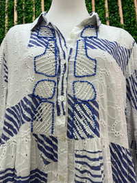 Italy Beaded Eyelet Mix Short Dress