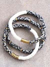 Rubber Flat Disc Bead Bracelet Set