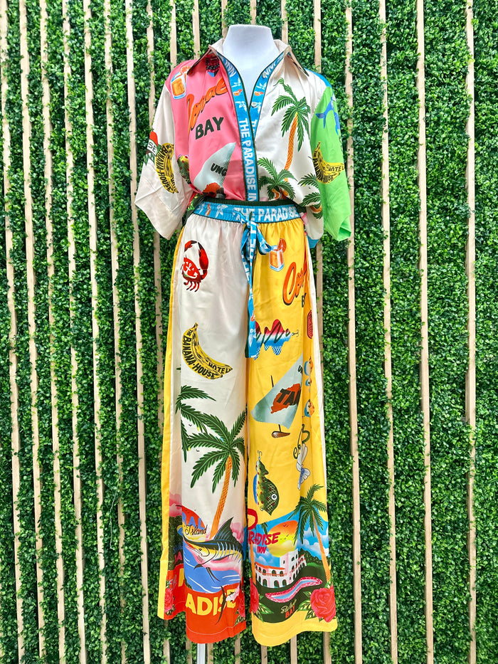 Paradise Print Long Pant Set