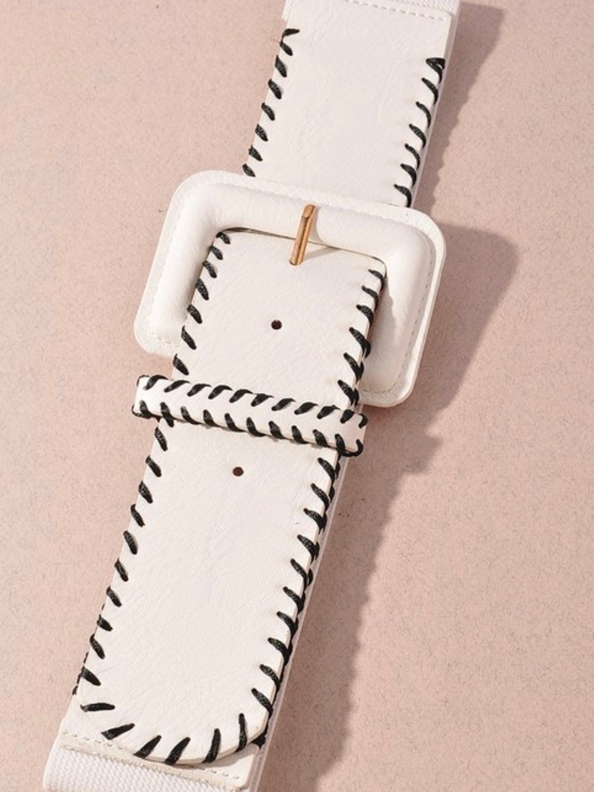 Contrast Stitch Wide Elastic Belt