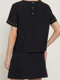 Pearl Detail Top & Mini Skirt Set