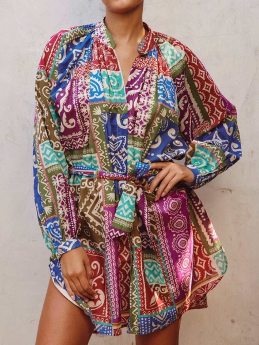 Multi Paisley Tiele Blouse Dress