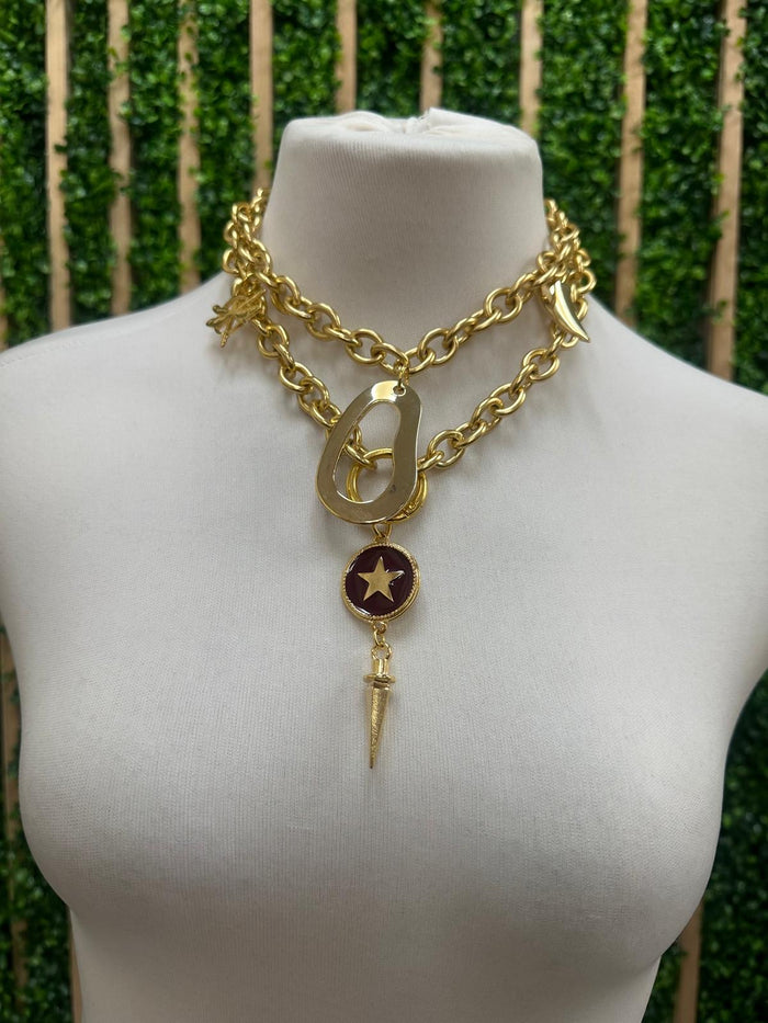 Emolo Long Gold Charm Necklace