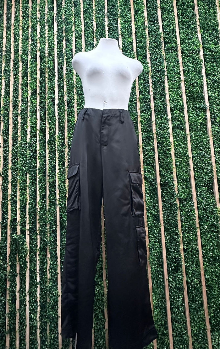 Satin Effect Cargo Pants