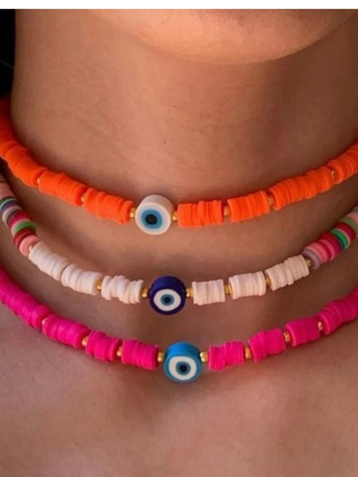 Evil Eye Clay Choker