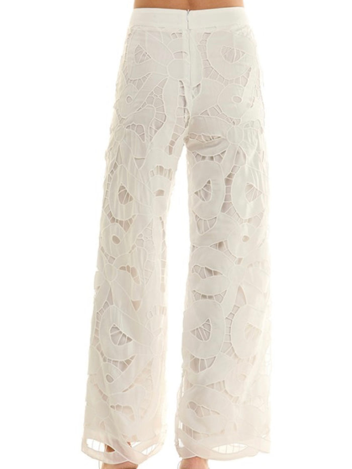 Dressy White Lace Wide Leg Pant