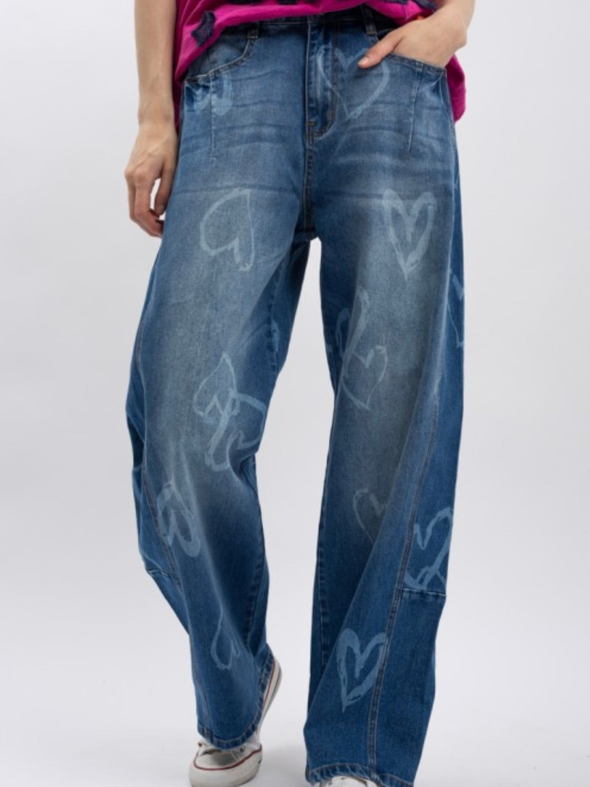 Playful Heart Loose Fit Denim Pants