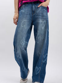 Playful Heart Loose Fit Denim Pants