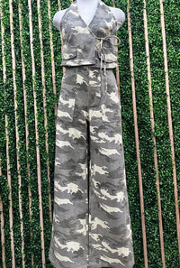 Camo Wrapped Halter Neck Top