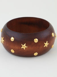Starry Wide Dome Wood Cuff Bracelet