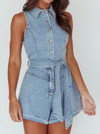 Collared Light Denim Romper