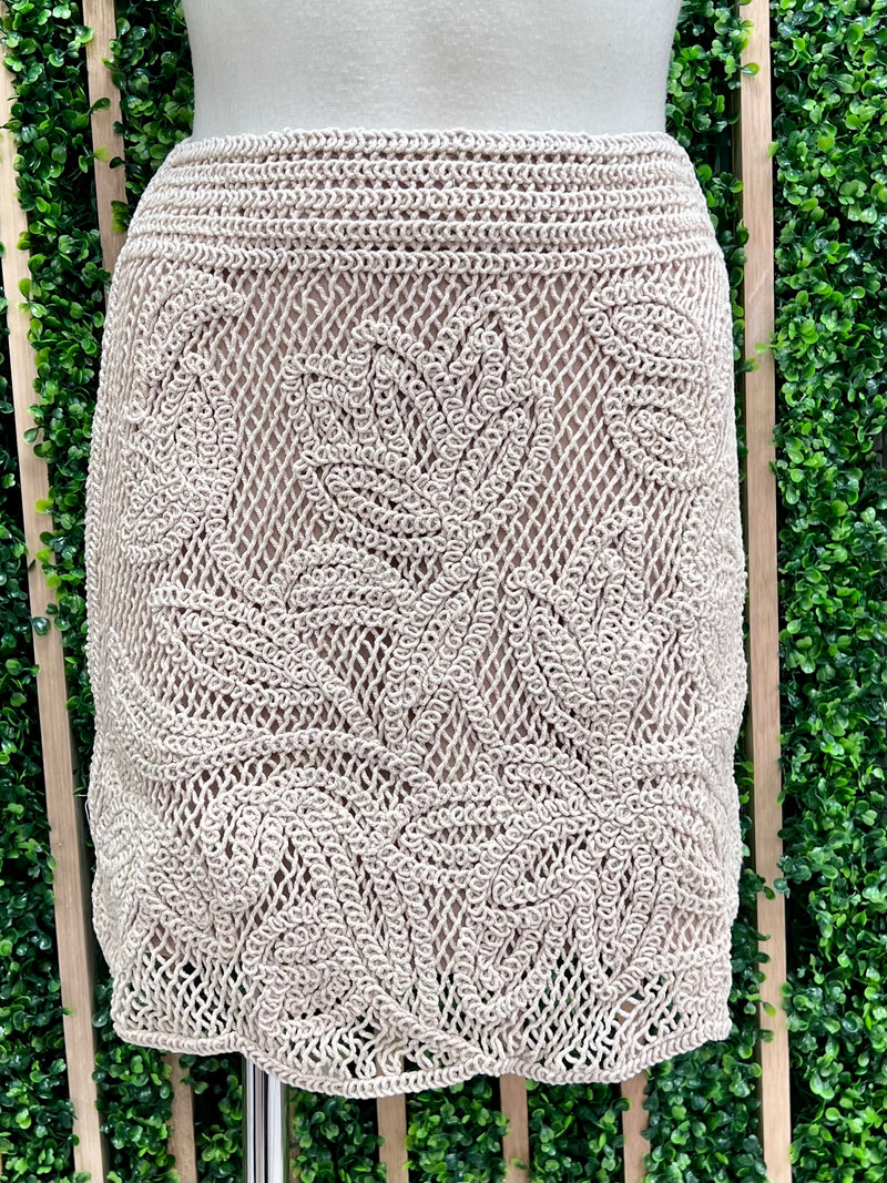 Exquisite Oatmeal Crochet Short Skirt