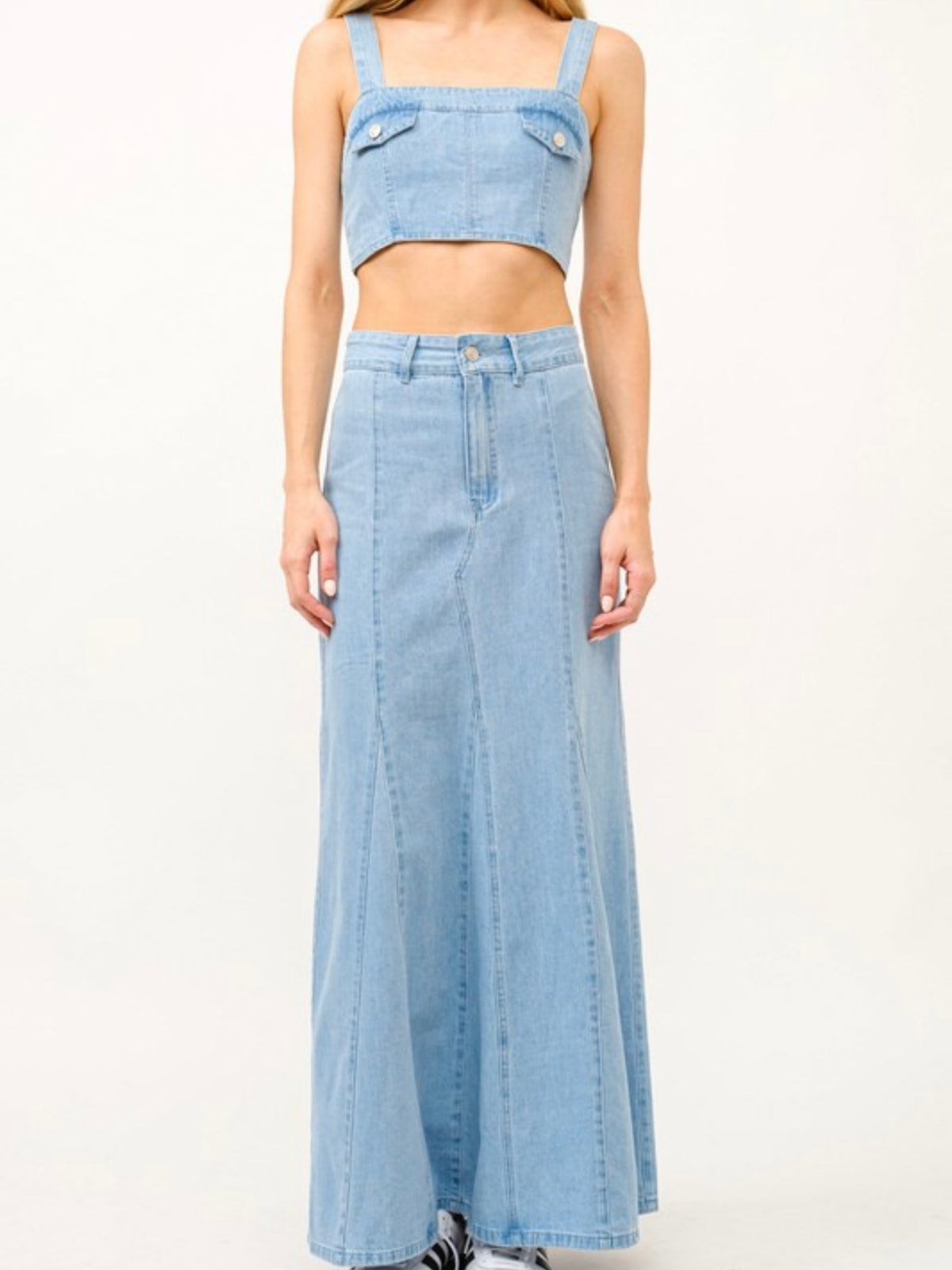 Light Denim Maxi Skirt