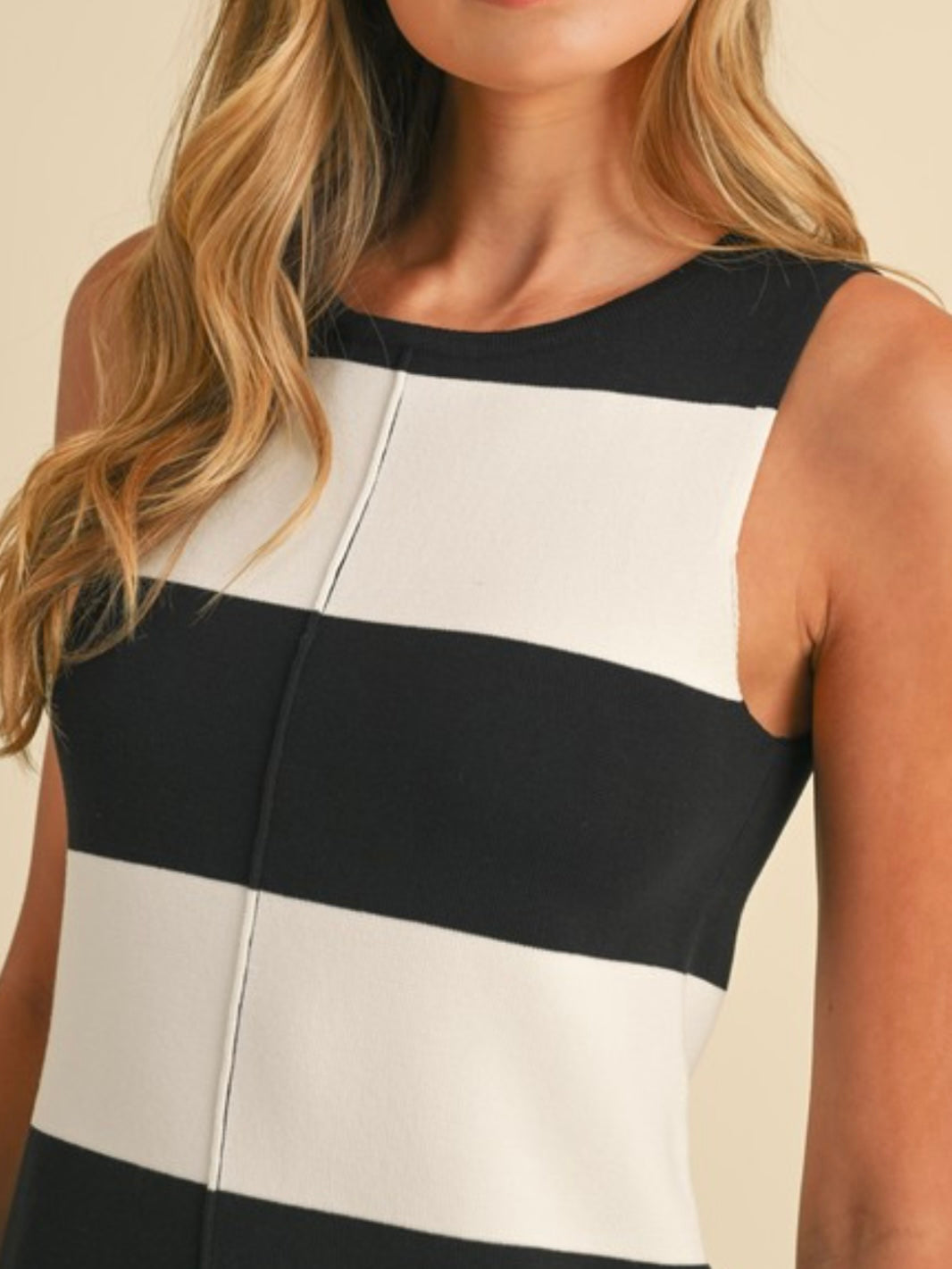 Black Ivory Bold Stripe A Line Short Dress