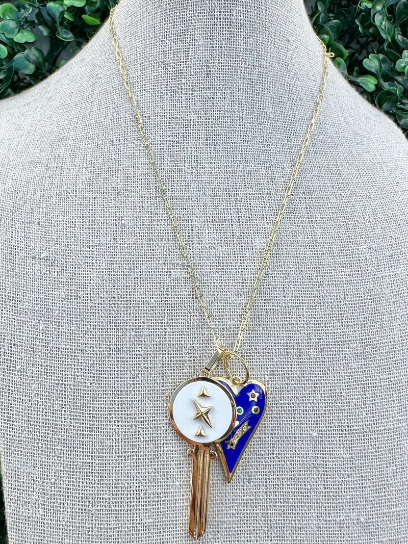 Heart Key Enamel Necklace