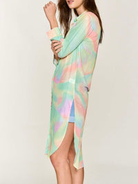 Mesh Tie Dye Button down Tunic