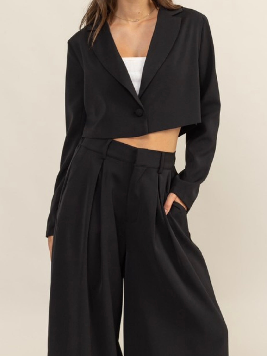 Front Button Crop Blazer