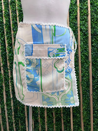 Blue Coastal Mosaic Print Wrap Skort