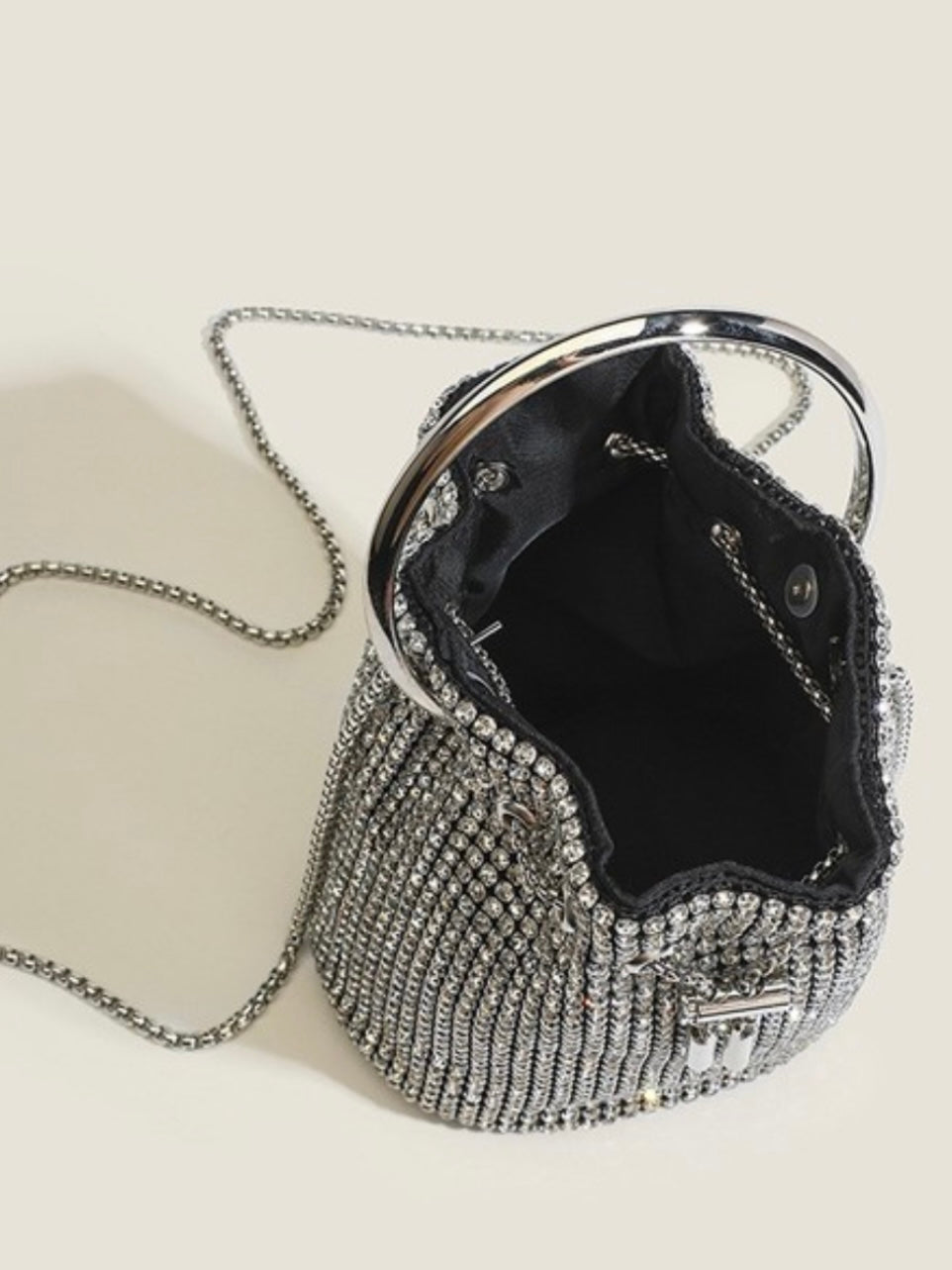 Crystal Embellished Small bucket Bag