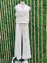 White Linen Wide Leg Pant