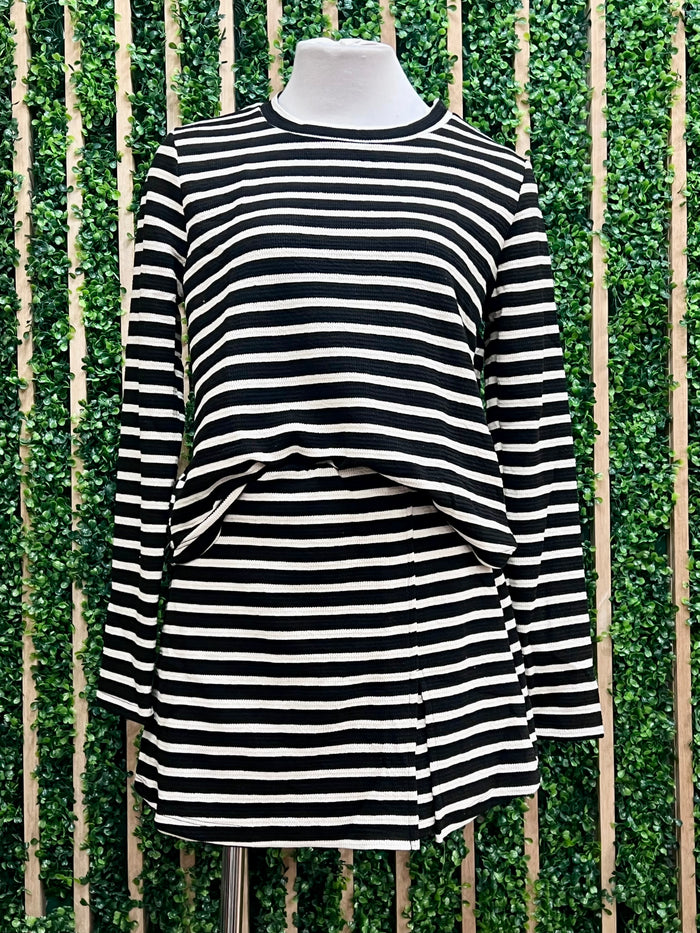 Black Stripe Skort Set