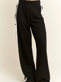 Black Side Star Trim Wide Leg Pant