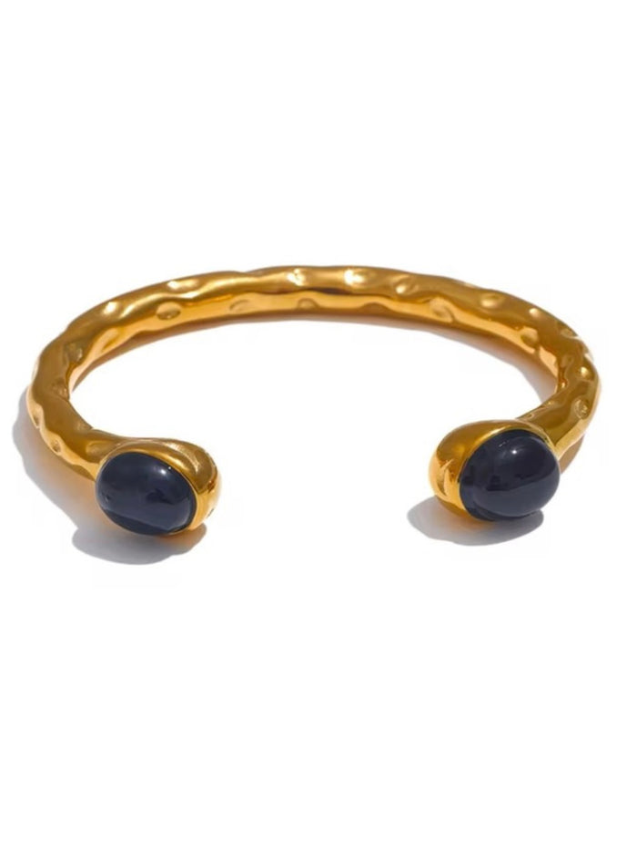 NAtural Stone Hammered Open Bracelet