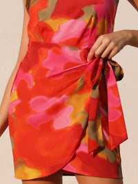 Sunset One Shoulder Wrap Short Dress