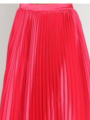 Red Satin Pleated Maxi