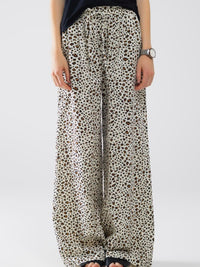 Beige Leopard Wide Leg Pant