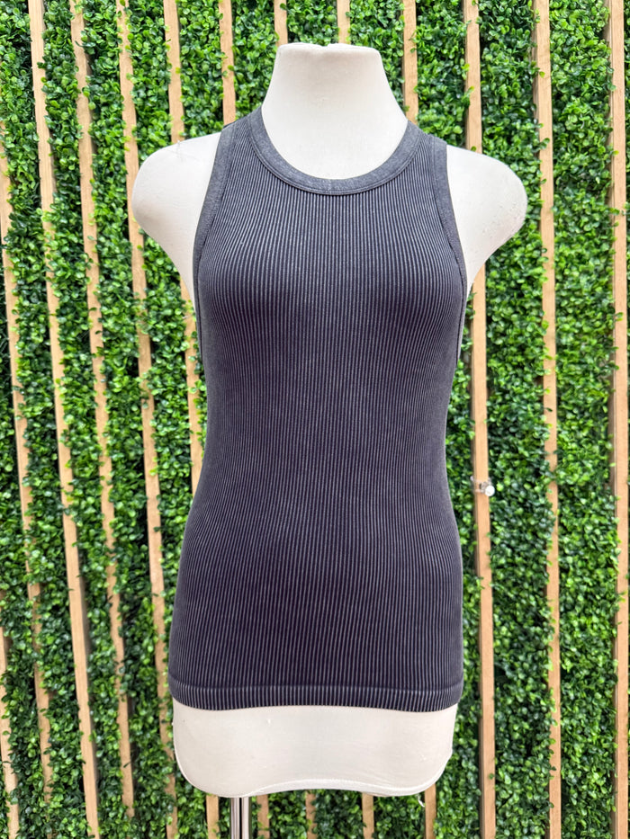 High Neck Ribbed Full Tank Top