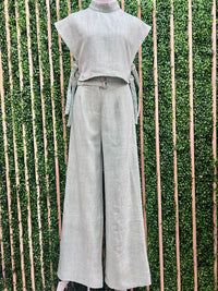 Sage Elegance High-Neck Crop Top