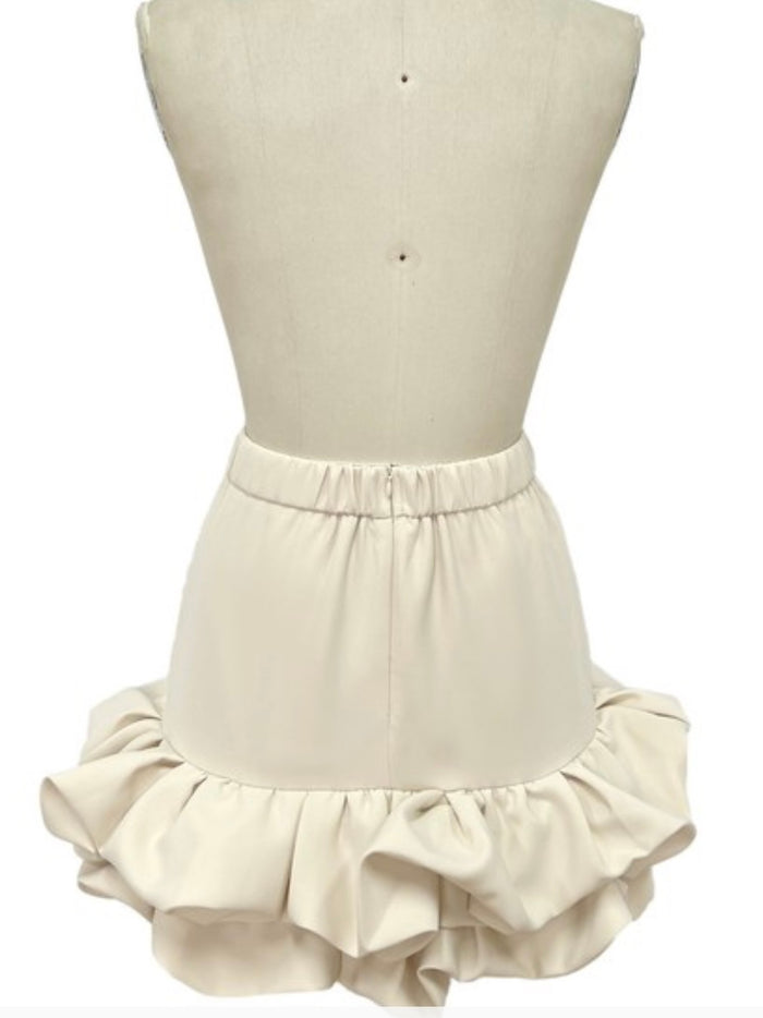 Ruffled Hem Dressy Short Skirt