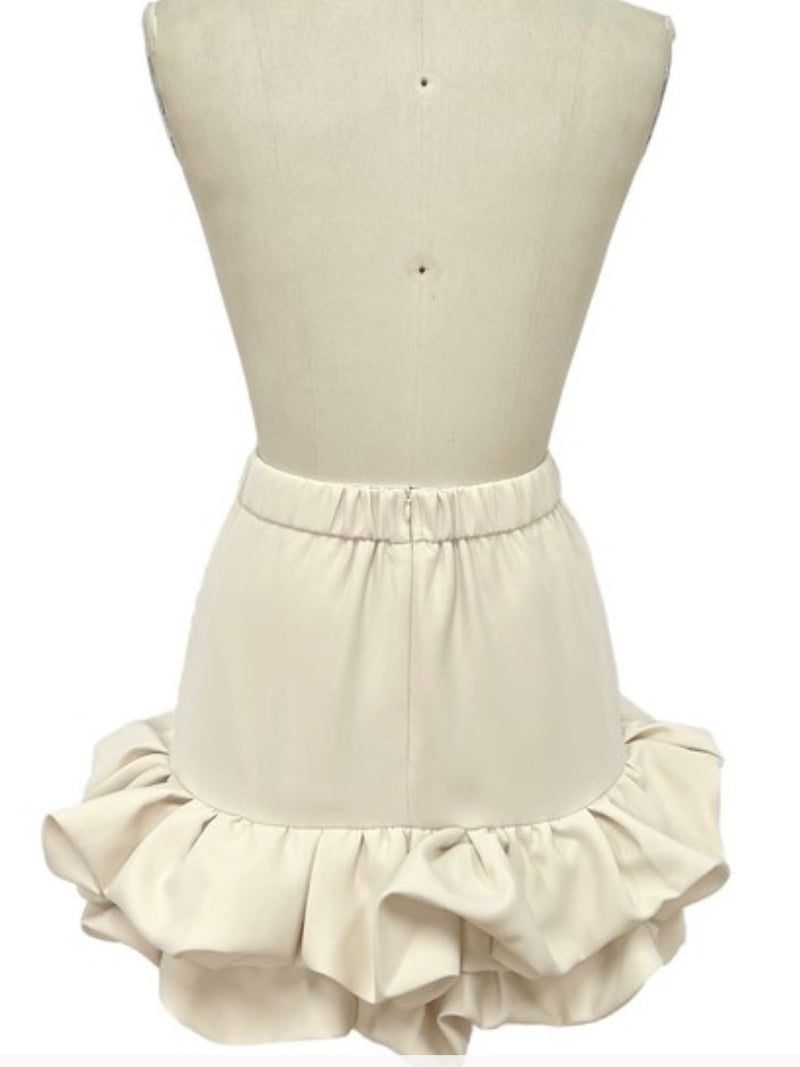 Ruffled Hem Dressy Short Skirt