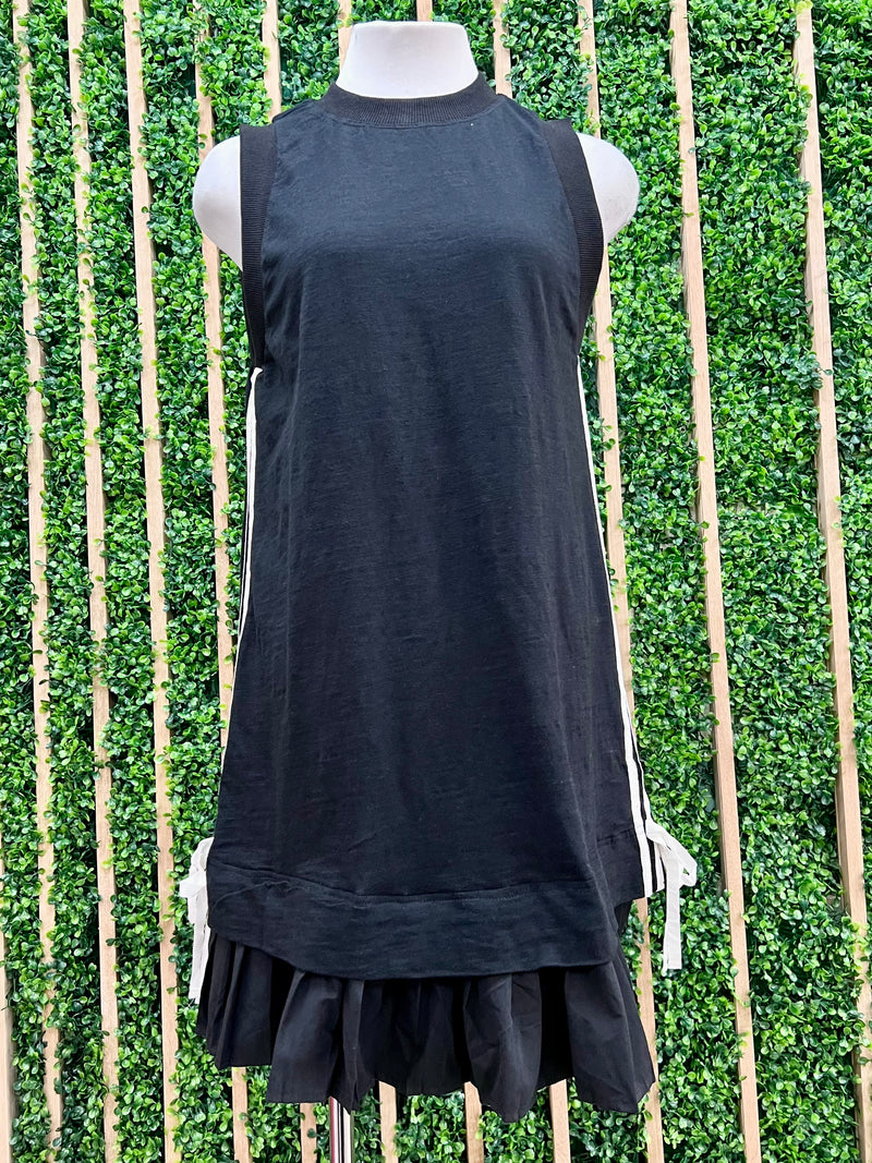 Round Neck Side Stripe Media Drop Waist Short Dress