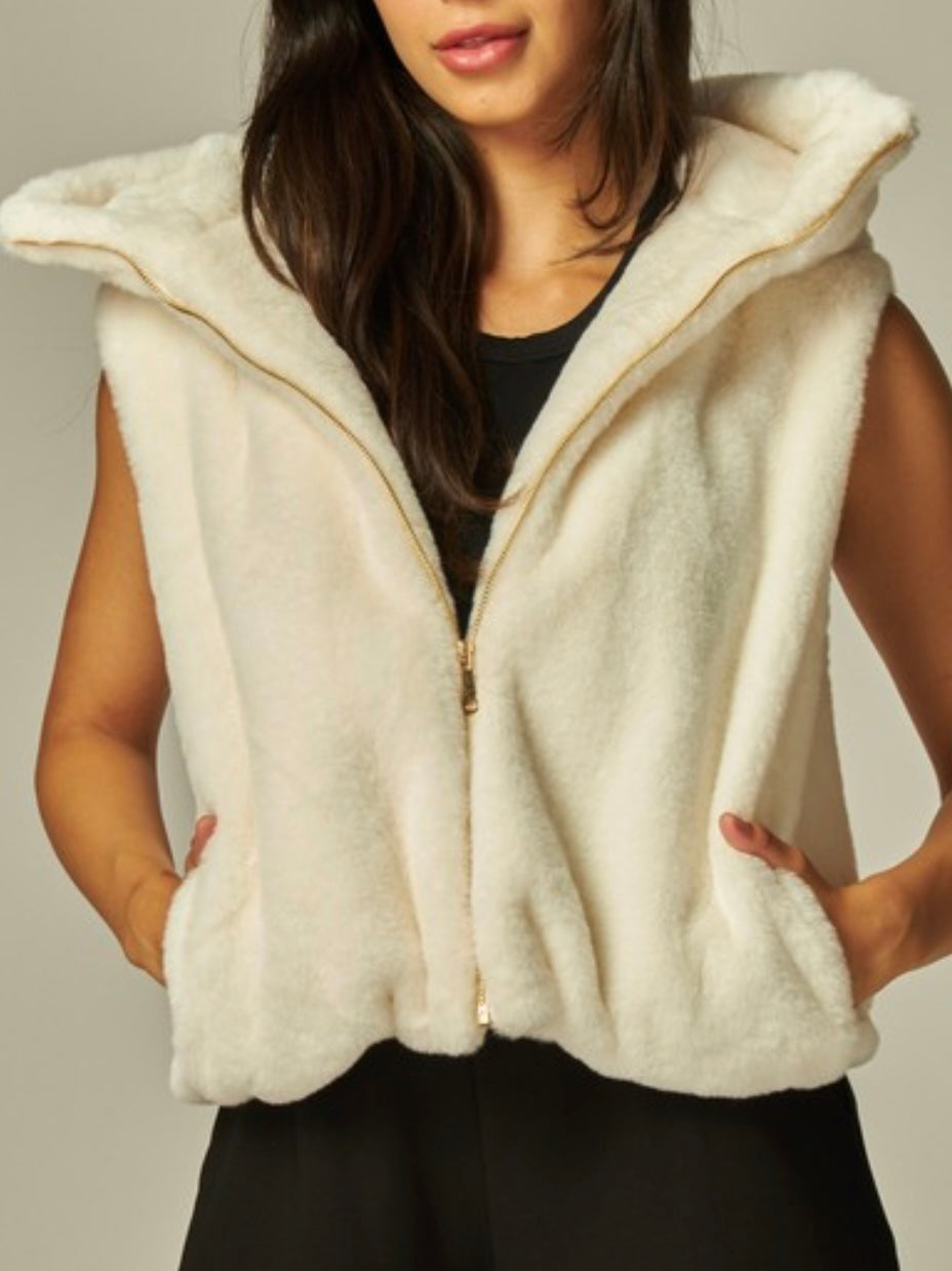 Faux Fur Hooded Vest