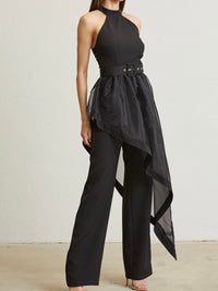 Exquisite Black Asymmetrical Skirt Jumpsuit