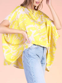 Yellow Ocean Waves Boat Neck Caftan Top