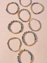 Metal Bead Stretch Mix Elastic Bracelet Set
