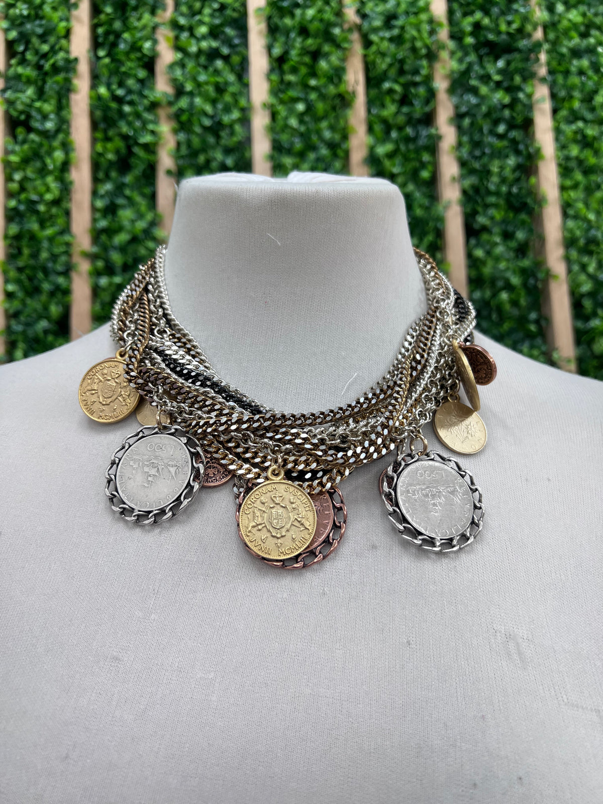 BE Multilayer Bicolor Coin Necklace