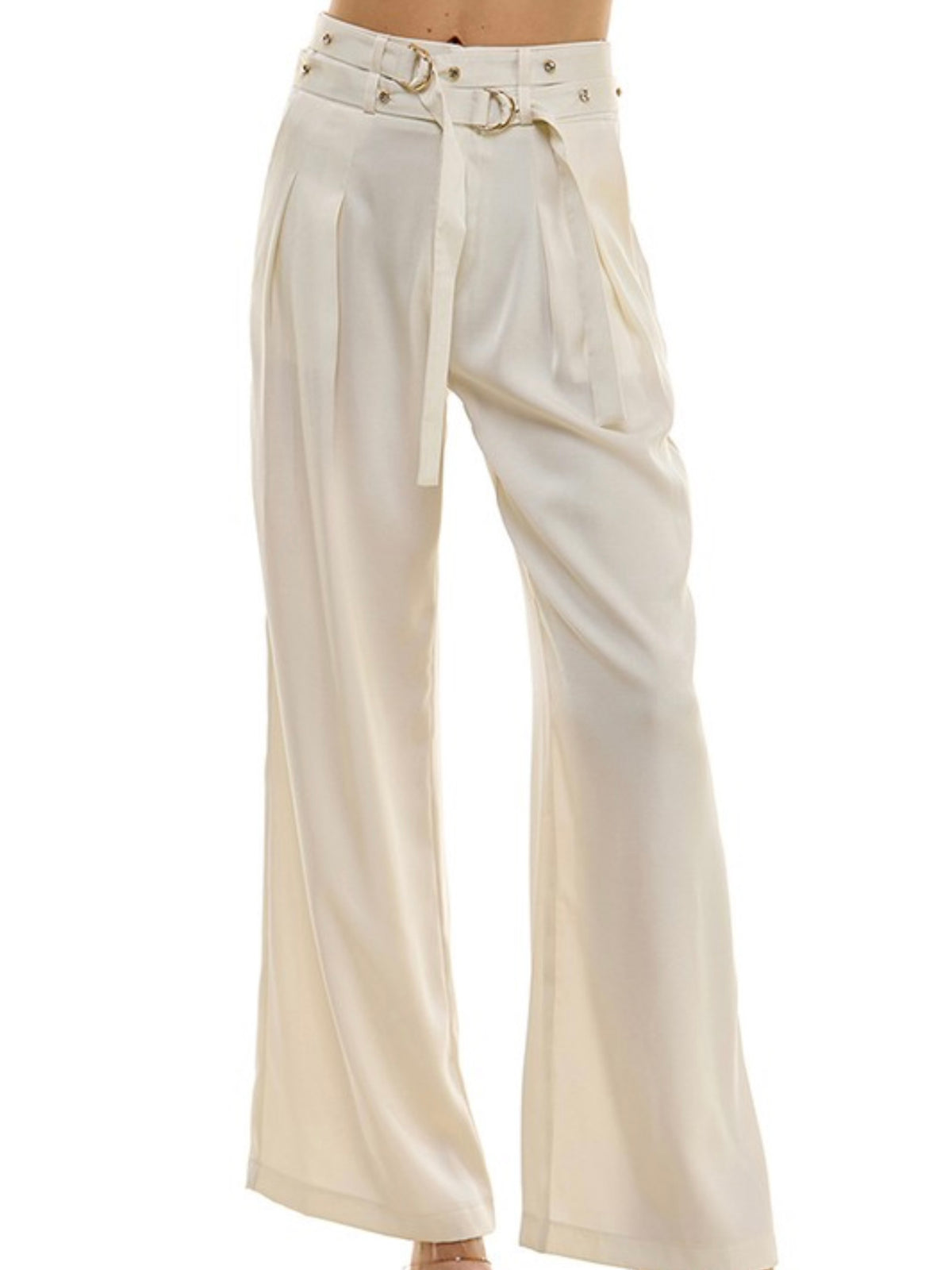Satin Finish High Waist Wide Leg Pant