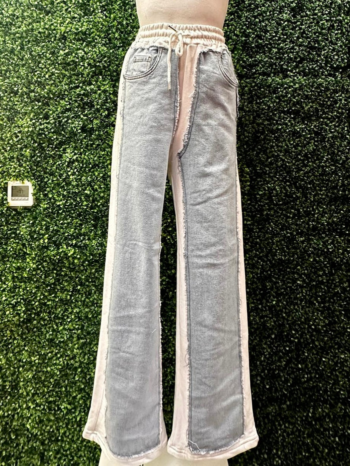 Denim Front White Pant