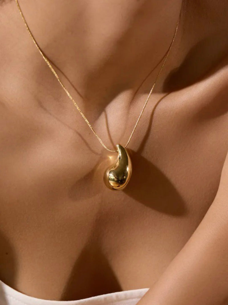 Stainless Steel Big Water Droplet Necklace