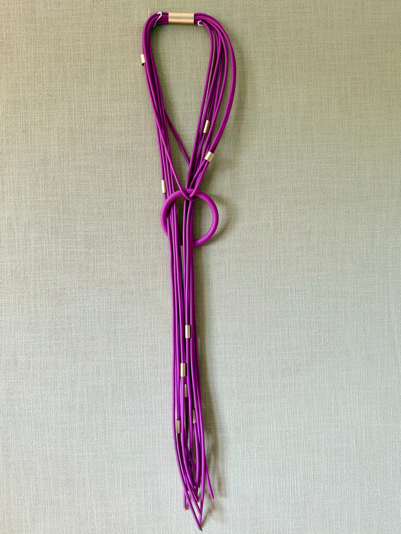Multi Layer Looped Long Rubber Necklace