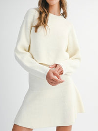 Long Sleeve Sweater Short Skirt Set