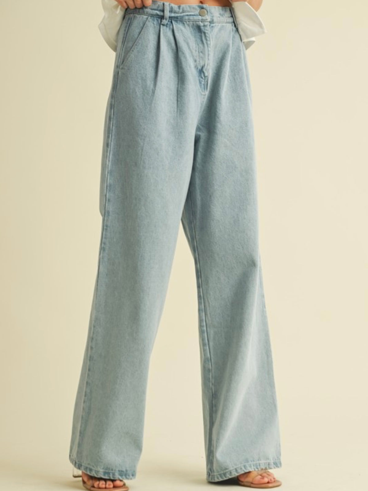 High Waist Belted Wide Leg Denim