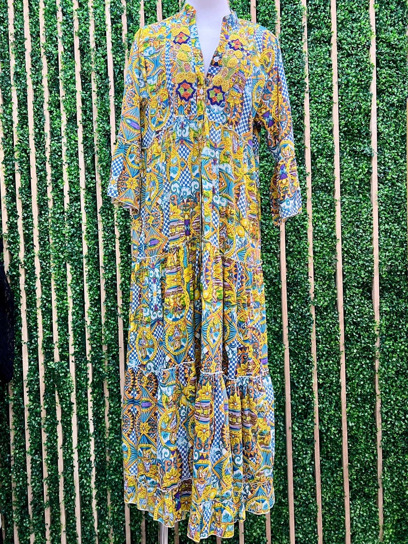Italy Mixed Print Maxi Dress